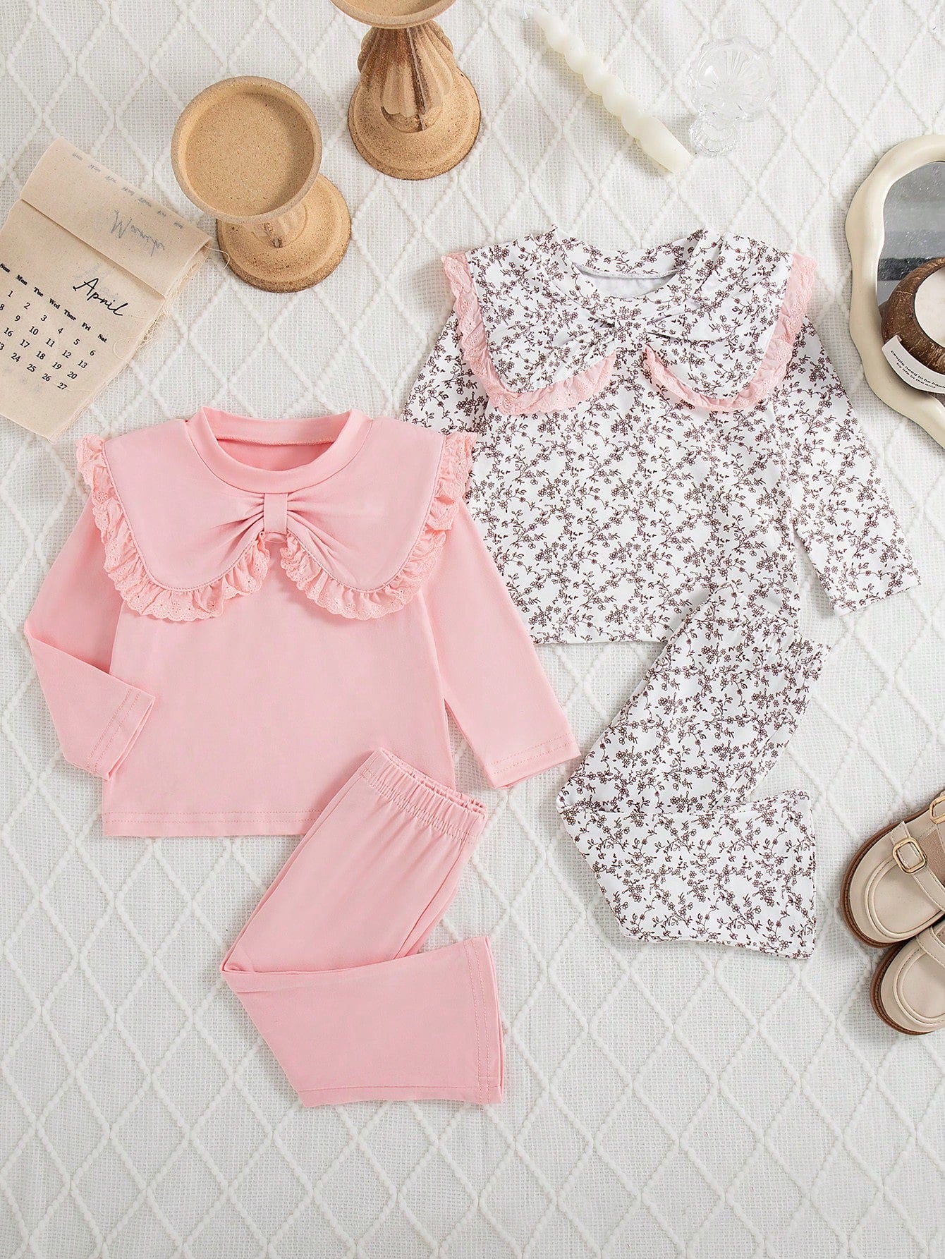 Conjunto manga larga rosado